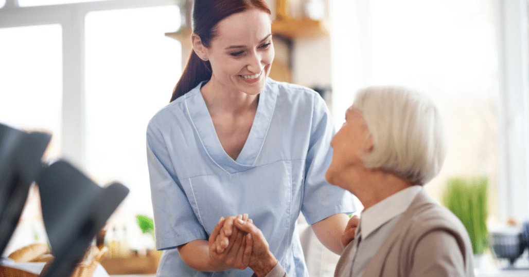 Home care professional with an elderly women